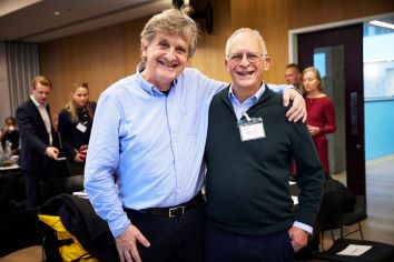 Photo of Professor John Moore and Professor Sir Oliver Hart at the conference in honour of Sir Oliver Hart titled New Frontiers in Corporate Governance